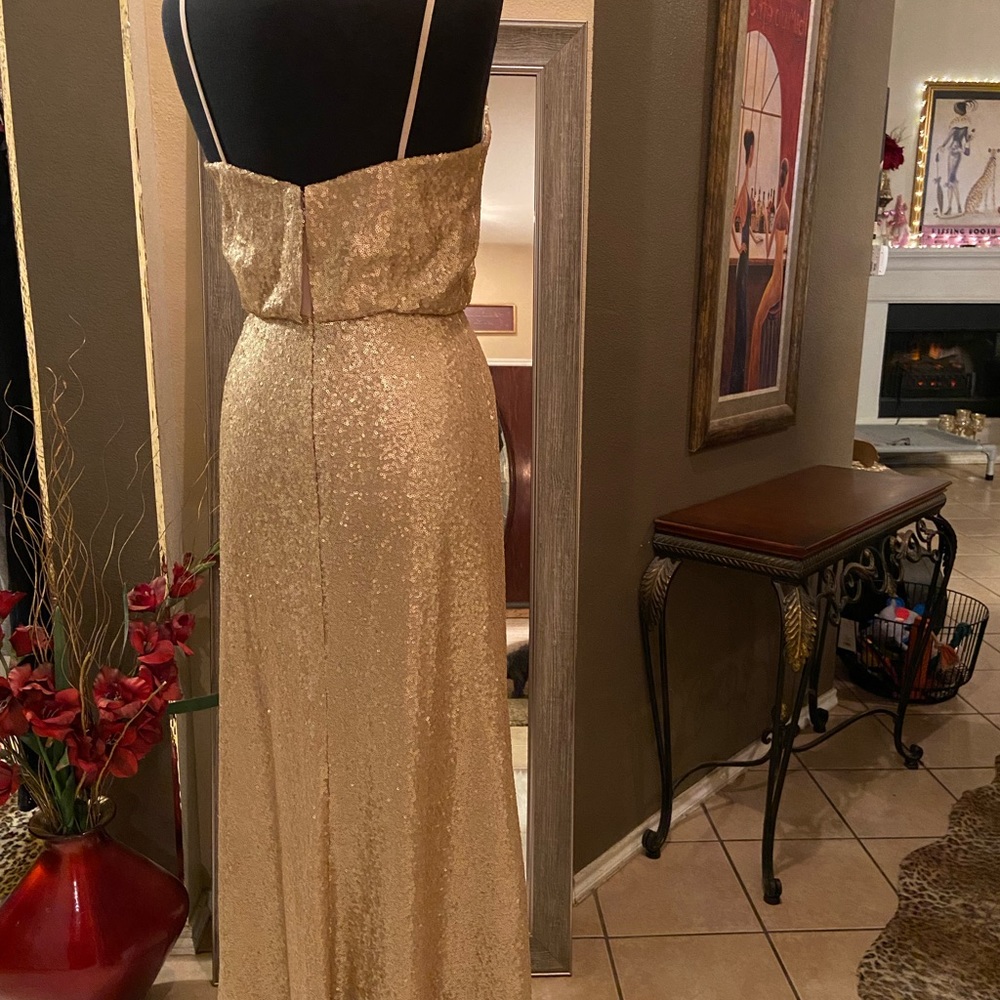 Gold Sequin long formal dress - Picture 6 of 10